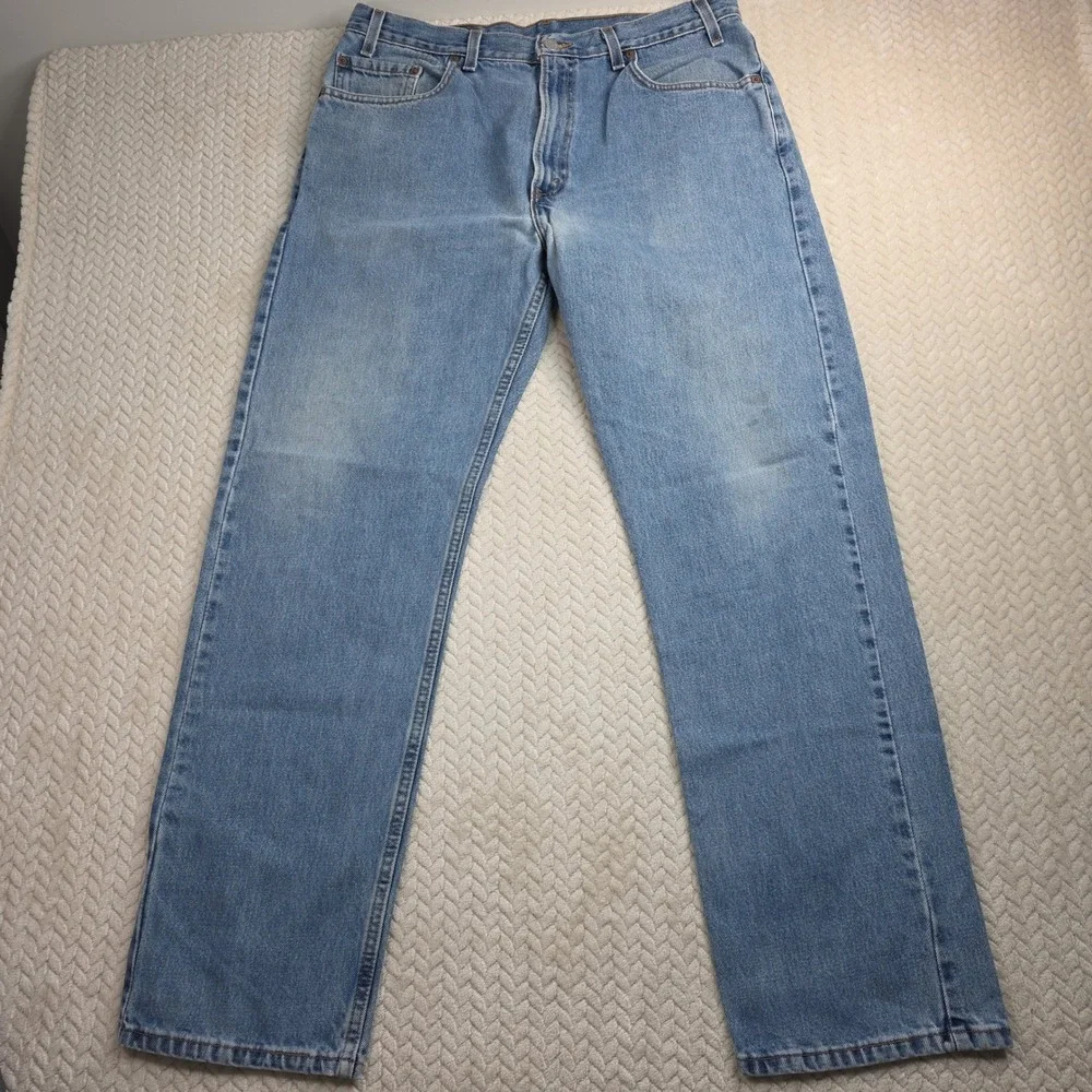 Vintage‎ Levis 505 Mens Jeans 38x32 Made in USA Light Wash Straight Leg 2000s